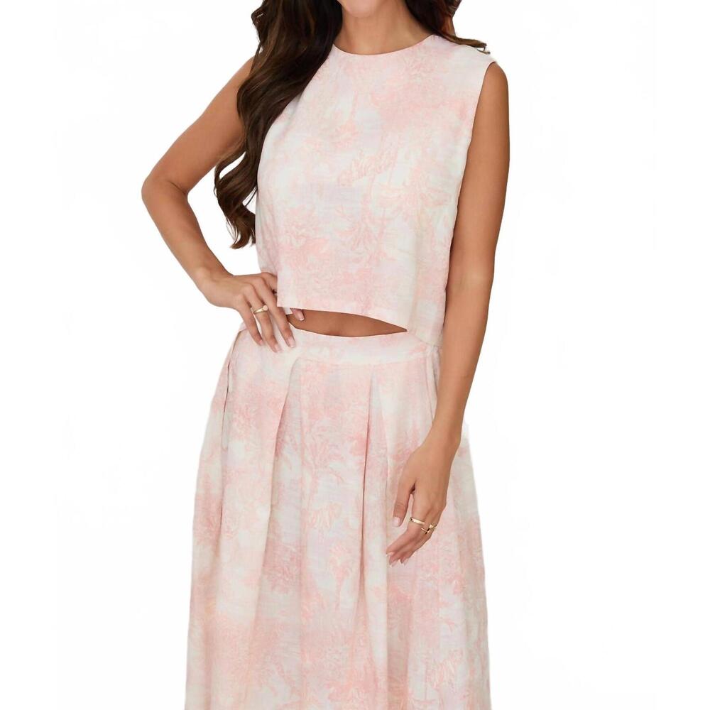 NEW MILIO MILANO italian linen blush island back tie top in pink
